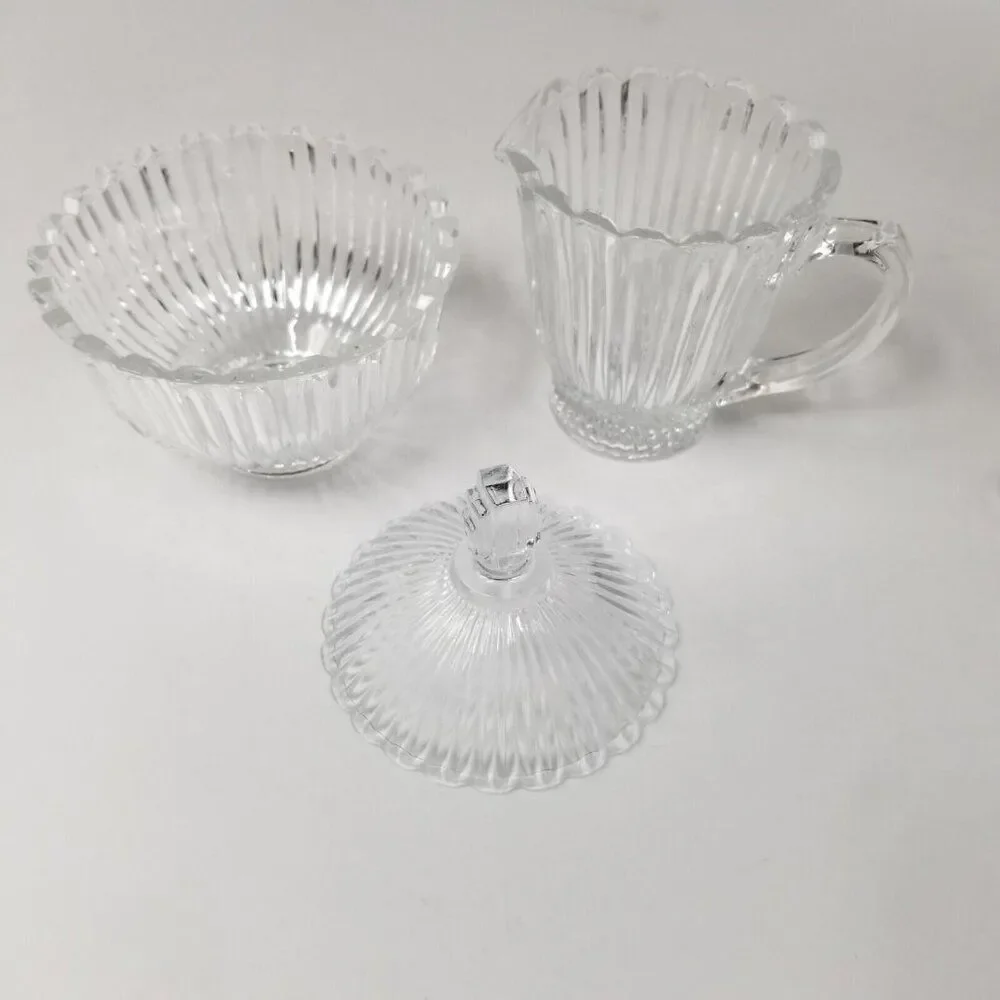 Vintage Mikasa Royal Suite Cut Crystal Covered Sugar Bowl Creamer Tray New